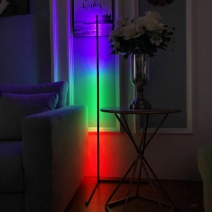 RGB LED Fekete saroklámpa, állólámpa, hangulatvilágítás távirányítóval 140cm-4