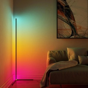 RGB LED Fekete saroklámpa, állólámpa, hangulatvilágítás távirányítóval 140cm-5