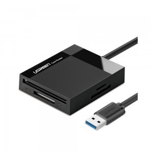 Ugreen CR125  USB 3.0 SD / micro SD / CF / MS kártyaolvasó 0.5m kábellel fekete-0