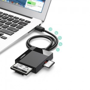 Ugreen CR125  USB 3.0 SD / micro SD / CF / MS kártyaolvasó 0.5m kábellel fekete-2