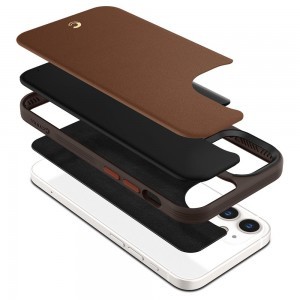 iPhone 12 mini Spigen Cyrill Leather Brick bőr tok Vöröses barna (ACS01784)