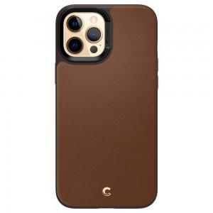  iPhone 12/ 12 Pro Spigen Cyrill Leather Brick bőr tok Vöröses Barna (ACS01733)