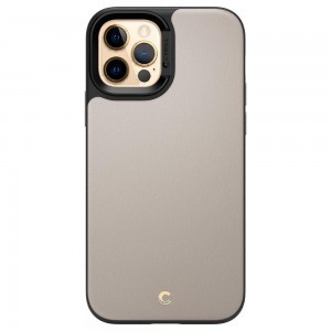 iPhone 12/ 12 Pro Spigen Cyrill Leather Brick bőr tok Kavicsszürke (ACS01734)