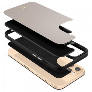 iPhone 12 Pro MAX Spigen Cyrill Leather Brick bőr tok Kavicsszürke (ACS01650)
