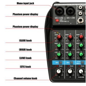 Trusiner TU04 4 csatornás USB hangkeverő, felvevő-3
