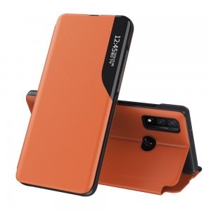 Eco Leather View Case intelligens fliptok Huawei P30 Lite narancssárga