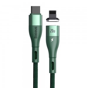 Baseus Zinc mágneses kábel USB Type-C - Lightning PD 20W 2m zöld (CATLXC-A06)