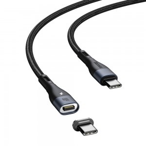 Baseus Zinc mágneses kábel USB Type-C - USB Type-C PD 100W 1.5m fekete (CATXC-Q01)
