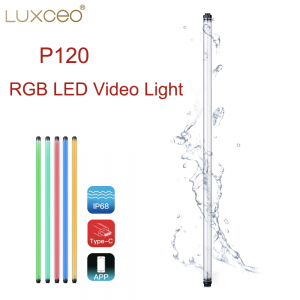 LUXCEO P120 RGB LED lámpa, fénycső beépített akkumulátorral, távirányítóval (iOS/Android)-6