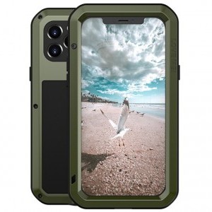 LOVE MEI Defender fokozott védelmet nyújtó tok iPhone 12/ 12 Pro ütélsálló, zöld színben