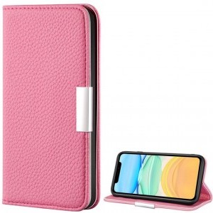 iPhone 12 mini Bőr hatású fliptok rózsaszín