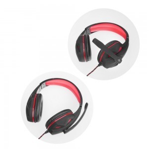 Gaming Headset ART Hero, fejhallgató mikrofonnal fekete/piros