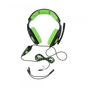 Gamer Headset ART Lizard, fejhallgató mikrofonnal fekete/zöld
