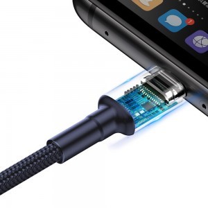 Baseus Cafule HW QC töltő és adatkábel, két oldalas USB-A - Type-C 40W 1m arany/kék (CATKLF-PV3)