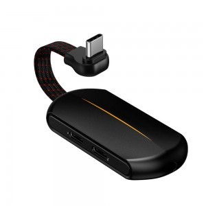 Baseus GAMO L49 audio átalakító adapter USB Type C - 2x USB Type C + mini audio jack 3.5mm fekete (CATL49-01)