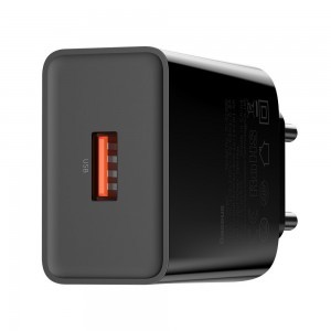 Baseus Hálózati gyorstöltő USB 18W 3A Quick Charge 3.0 fekete (CCFS-W01)