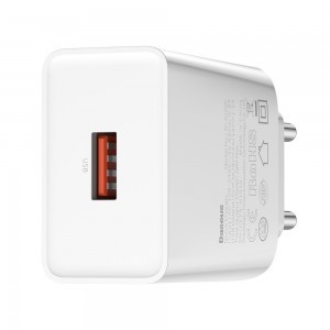 Baseus Hálózati gyorstöltő USB 18W 3A Quick Charge 3.0 fehér (CCFS-W02)