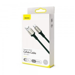 Baseus Cafule Nylon harisnyázott USB/USB-Type C kábel VOOC QC 3.0 5A 1m zöld (CATKLF-VA06)