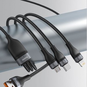 Baseus 3in1 USB - Lightning / USB Type C / micro USB kábel 1.2m 5A 480 Mbps 40W zöld (CA1T3-06)