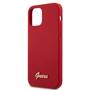 iPhone 12 Pro Max Guess GUHCP12LLSLMGRE Metal Logo Script tok piros