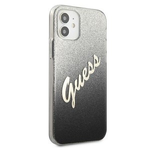 iPhone 12 mini Guess GUHCP12SPCUGLSBK Glitter Gradient Script tok flitteres fekete