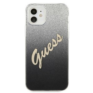 iPhone 12 mini Guess GUHCP12SPCUGLSBK Glitter Gradient Script tok flitteres fekete