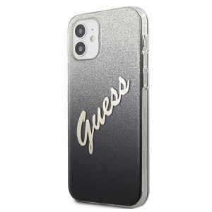 iPhone 12 mini Guess GUHCP12SPCUGLSBK Glitter Gradient Script tok flitteres fekete