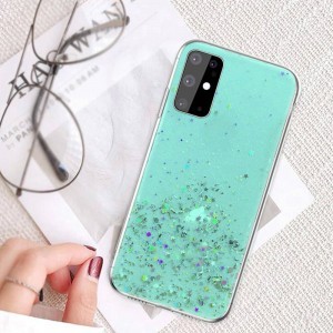 iPhone 12 Pro MAX Sequins Glue csillogó flitteres tok menta