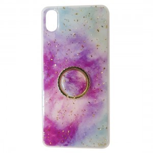iPhone 12/ 12 Pro Marble márvány mintás tok gyűrű támasszal lila/kék