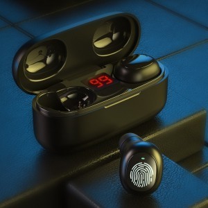 WK Design TWS Bluetooth vezeték nélküli fülhallgató töltő tokkal fekete (V5 black)