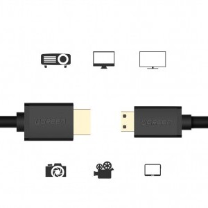 Ugreen HDMI - mini HDMI kábel 19 pin 2.0v 4K 60Hz 30AWG 1,5m fekete (11167)
