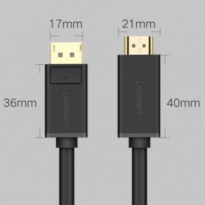 Ugreen HDMI - DisplayPort kábel 4K 30 Hz 28 AWG 1.5 m fekete (DP101 10239)