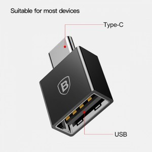 Baseus Adapter USB Type C csatlakozó - USB-A aljzat 2,4A fekete (CATJQ-B01)