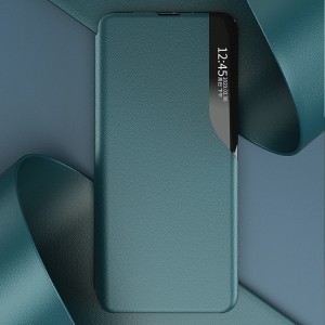 Eco Leather View Case intelligens fliptok Samsung A42 5G zöld