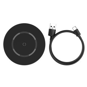 Baseus Simple Magnetic vezeték nélküli Qi töltő 15W iPhone 12 modellhez fekete (WXJK-E01)
