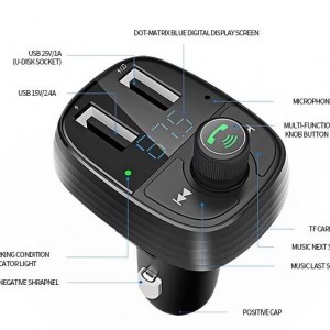 KAKU Jingying Bluetooth FM Transmitter + autós töltő  3.4A 2xUSB MP3 fekete (KSC-184)