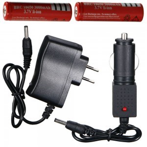 LED fejlámpa 3x + hálózati töltő + 2x 18650 akkumulátor fekete (TP-TD257)