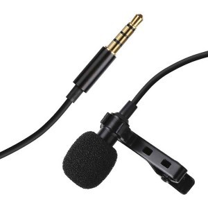 Csiptetős mikrofon mini jack 3.5mm csatlakozóval 1.5m kábellel fekete (JH-043)