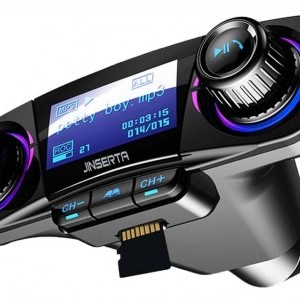 Bluetooth FM transmitter (Bluetooth + USB + AUX + SD kártyaolvasó) kijelzővel fekete (BT06)