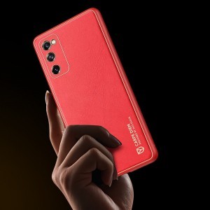 Dux Ducis Yolo Elegáns Tok  TPU és PU anyagból Samsung Galaxy S20 FE 5G készülékhez piros színben