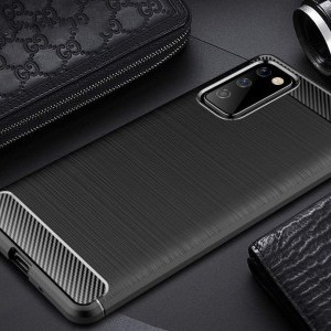 Karbonszál mintás Flexibilis TPU tok Samsung Galaxy S20 FE 5G készülékhez Fekete színben