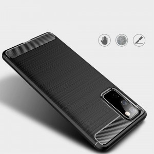 Karbonszál mintás Flexibilis TPU tok Samsung Galaxy S20 FE 5G készülékhez Fekete színben