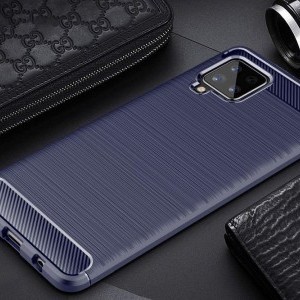 Karbonszál mintás Flexibilis TPU tok Samsung Galaxy A42 FE 5G készülékhez Kék színben