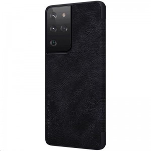Samsung S21 Ultra Nillkin Qin bőr fliptok fekete