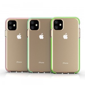 Spring átlátszó TPU tok színes kerettel iPhone 11 light pink