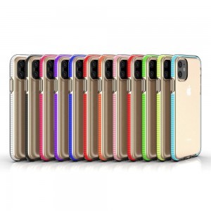 Spring átlátszó TPU tok színes kerettel iPhone 11 light pink