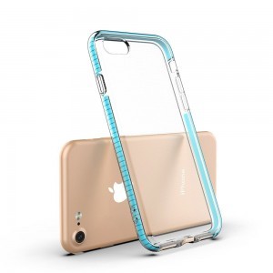 Spring átlátszó TPU tok színes kerettel iPhone 7/8/SE 2020 világoskék