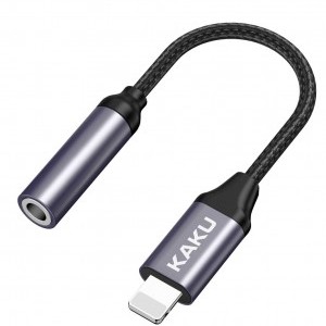 KAKU 2in1 Lightning - 3.5mm audio jack adapter fekete (KSC-428)