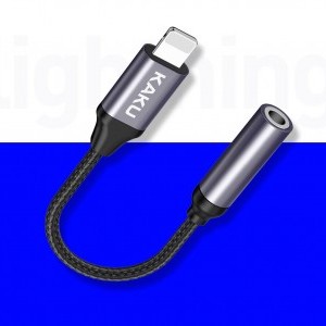 KAKU 2in1 Lightning - 3.5mm audio jack adapter fekete (KSC-428)