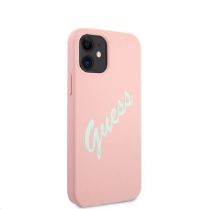 iPhone 12 mini Guess GUHCP12SLSVSPG Silicone Vintage tok Pink